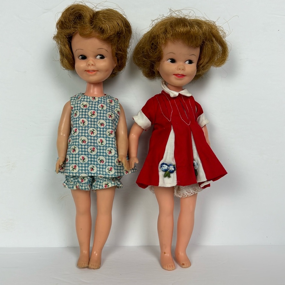 (2) Vtg 1963 Penny Brite Dolls 8 inch Deluxe Reading Dolls short hair movable